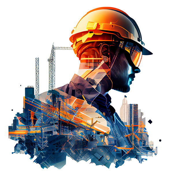 Ingenieur mit Schutzhelm vor einer Industrieanlage
